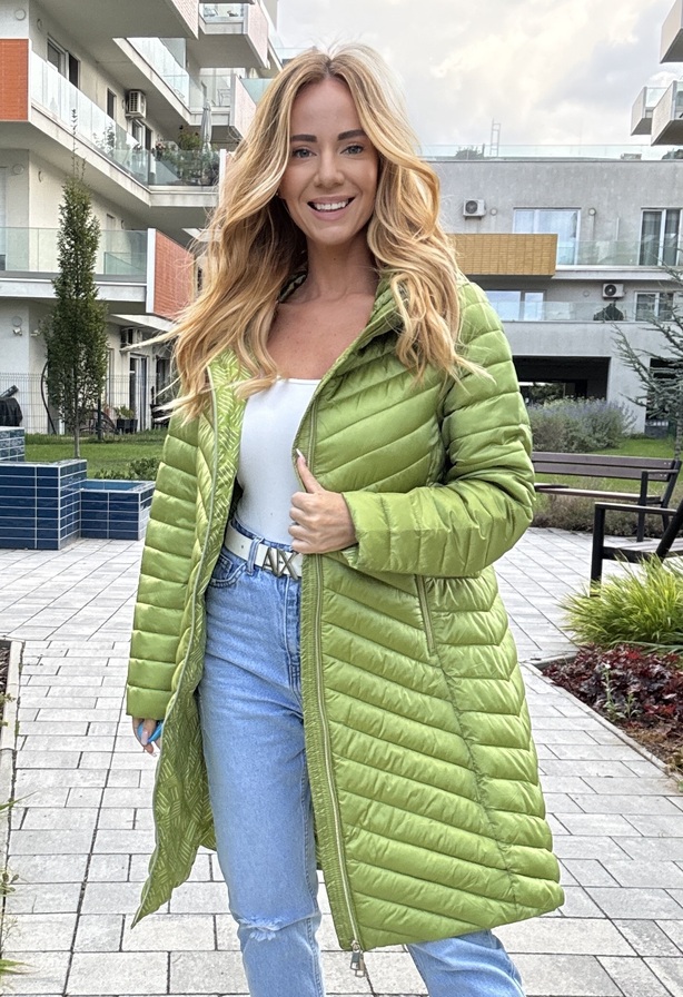Kozy kabát fűzöld – Női átmeneti kabát – Innova Fashion